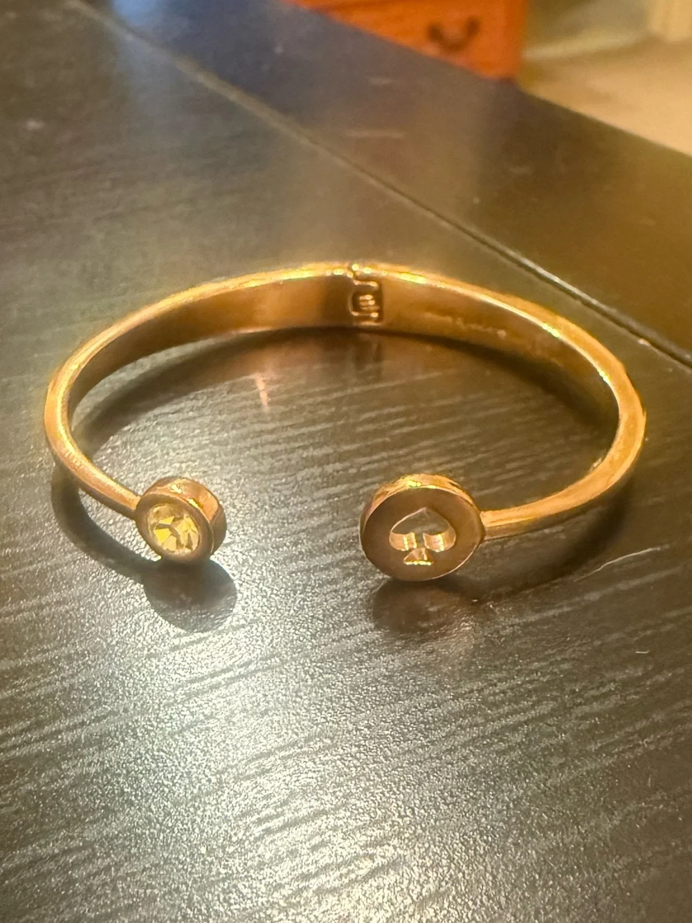 kate spade Spot the Spade Gold Open Spade and Crystal Cuff Hinge Bracelet